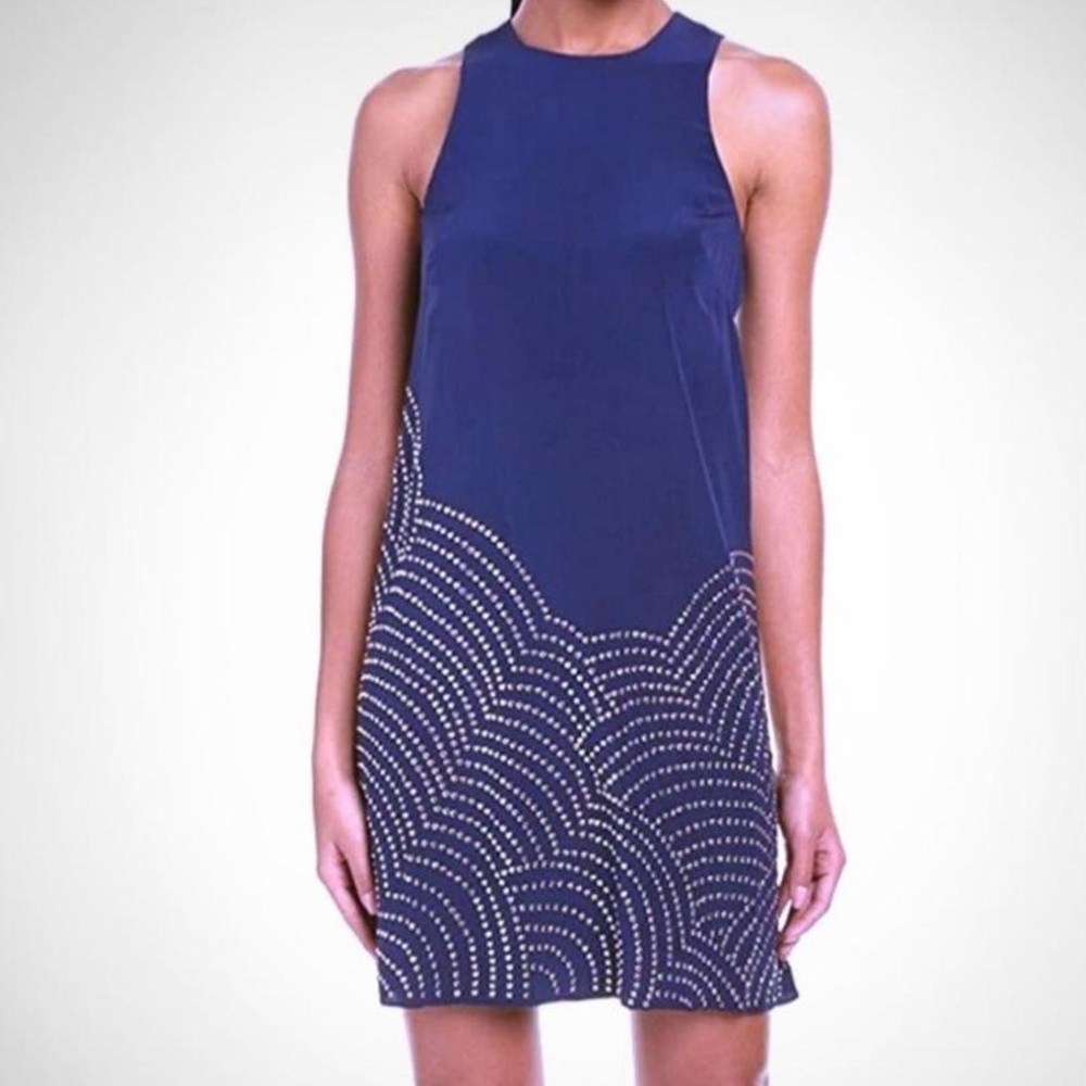 Trina Turk Navy Shift Cocktail Dress with gold embellishment - Picture 10 of 10